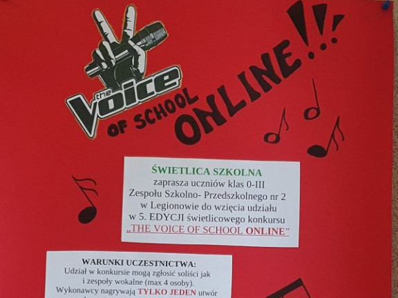 Obraz przedstawia 5. Edycja The Voice Of School- muzyczny konkurs świetlicowy