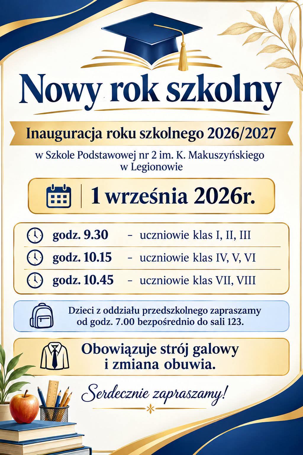 Więcej o: Inauguracja roku szkolnego 2026/2027